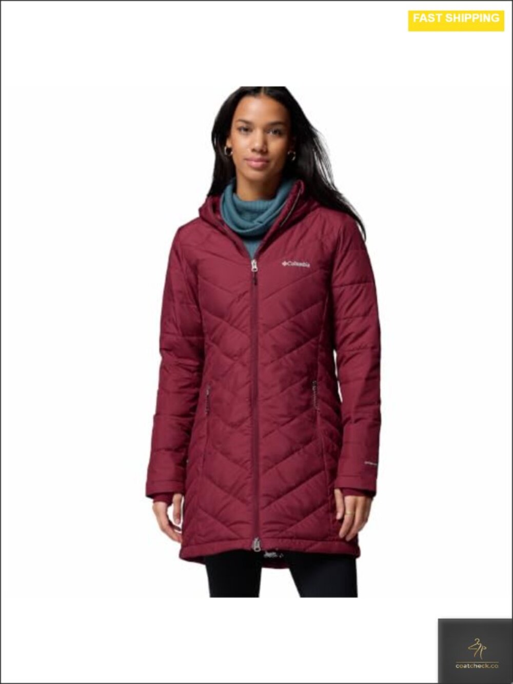Women's Quilted Long Hooded Jacket Water Resistant Insulated Omni-Heat